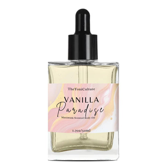 Ate Up Vanilla Paradise Maximum Scented Body Oil 1.7 ounce Dropper Vanilla Scent Tropical Scent Silky Smooth Daily
